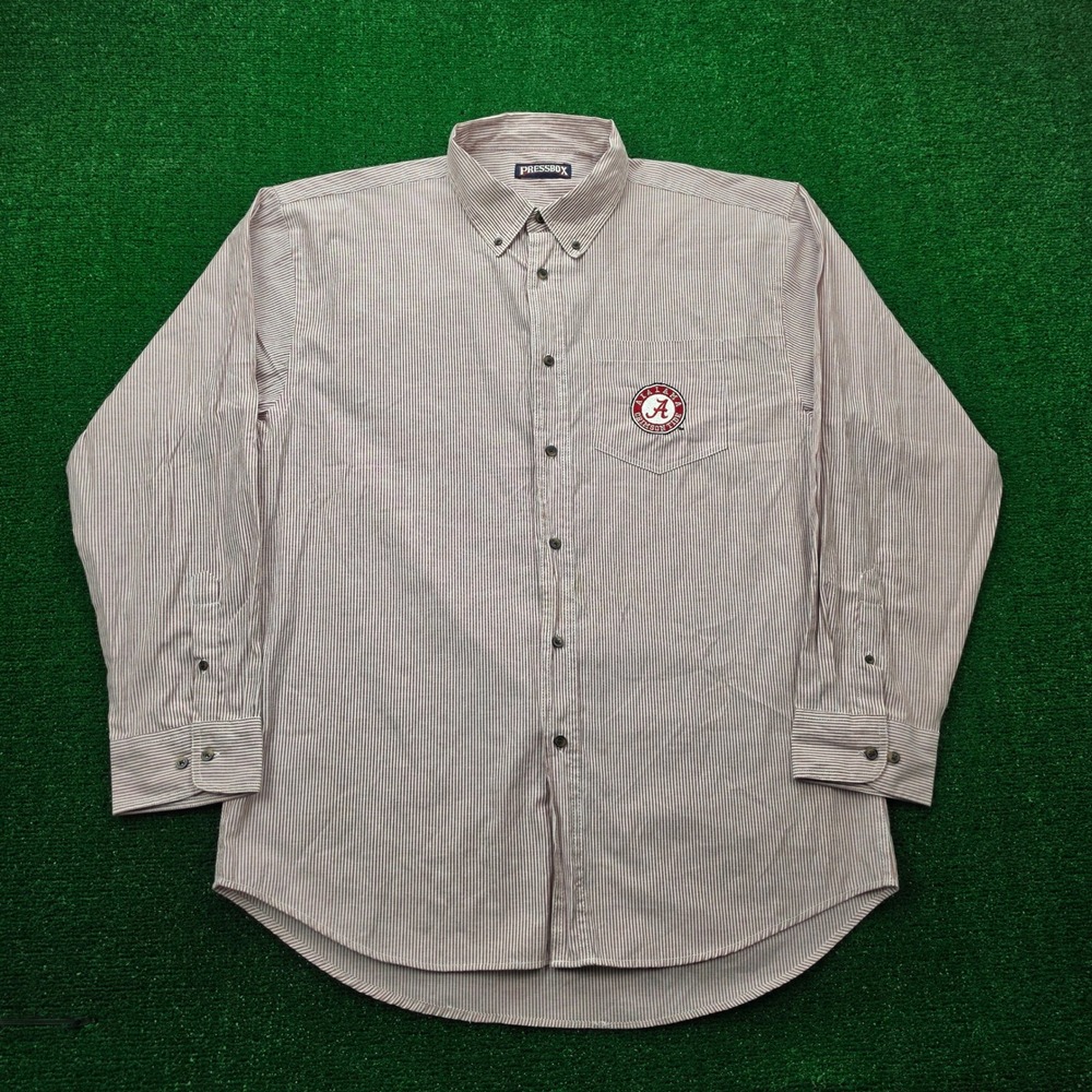 Alabama Crimson Tide Pressbox NCAA Seersucker Shirt Mens XL Striped Button Down
